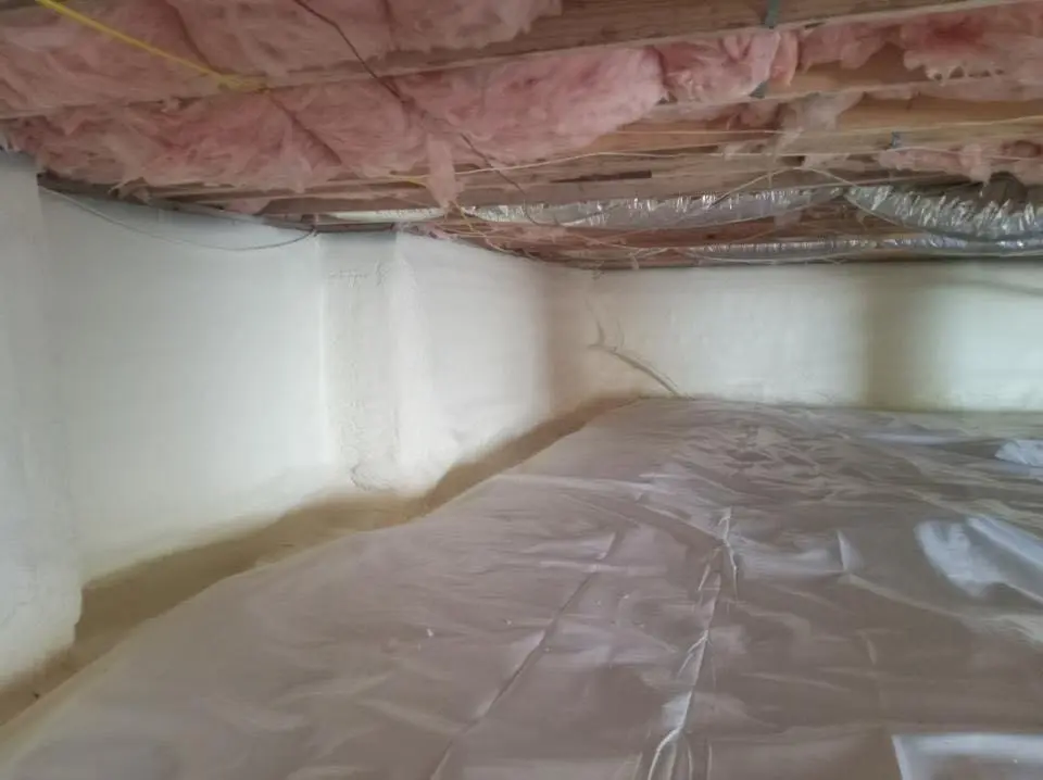 Crawl space encapsulation with closed-cell spray foam for Attic Insulation in Framingham